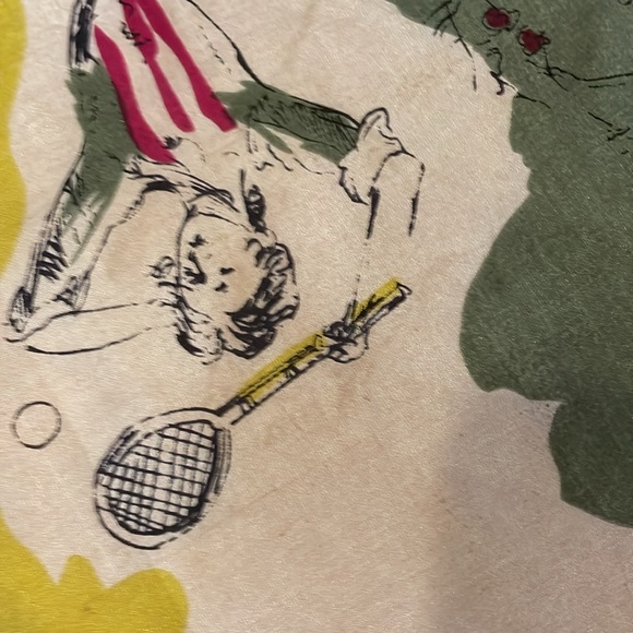 Vintage silk scarf, Victorian style women imprinted - Picture 12 of 15